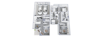 Milan Townhome 3 Bedroom 2.5 Bathroom floor plan with 1410 square feet.