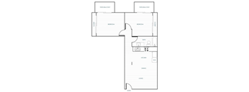 A black and white floor plan of an apartment home.