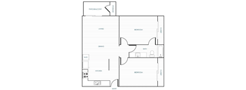 A black and white floor plan of an apartment home.
