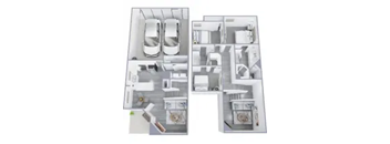 a 3D floor plan of an apartment home