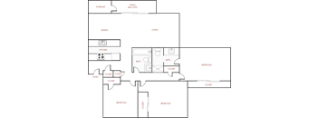 a floor plan of a small house with a bedroom and a living room