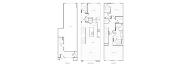 four different floor plans of a single story house with different floors and different elevations