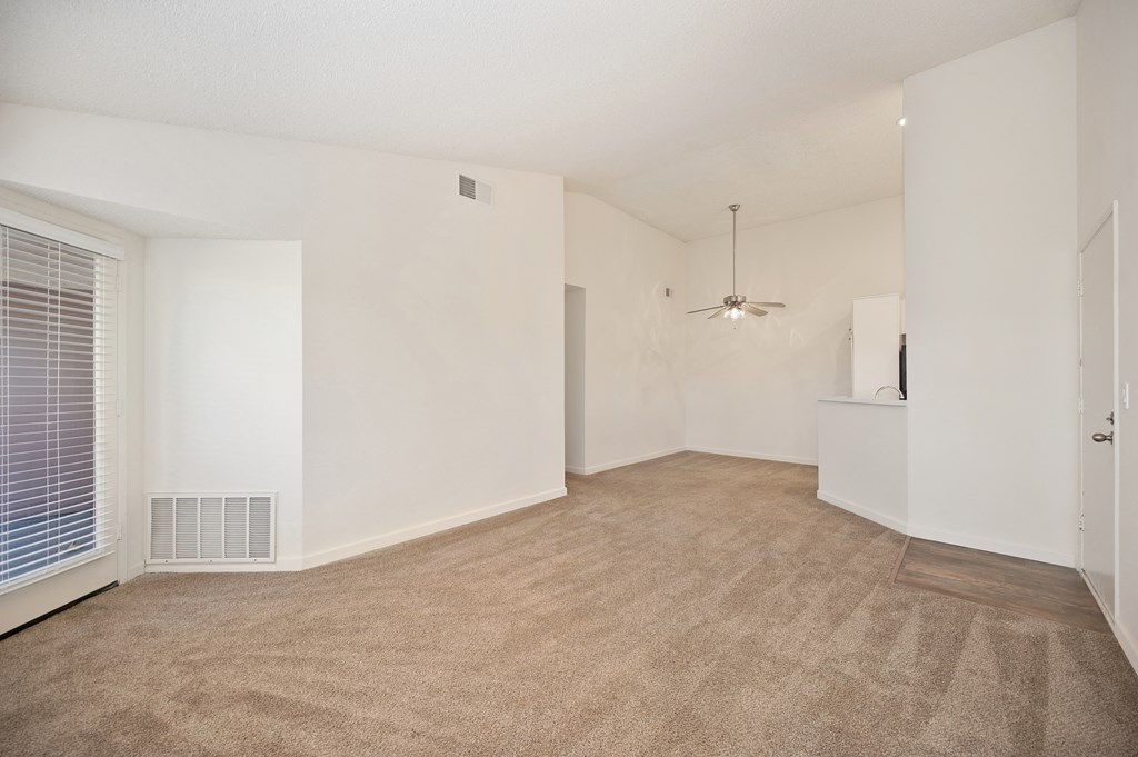 Apartment living area with vaulted ceilings 2