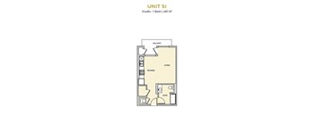 A floor plan of a studio apartment