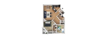 Two bedrooms two bathrooms apartment floorplan