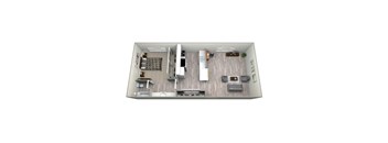 3D floor plan of Summerview's one bedroom one bathroom floor plan.