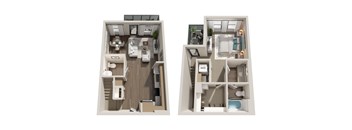 TH-A5 1 Bedroom 1_5 Bathroom Townhome Floor Plan 935 Square Feet