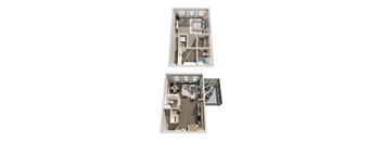 TH-A8 1 Bedroom 1_5 Bathroom Townhome Floor Plan 935-1029 Square Feet