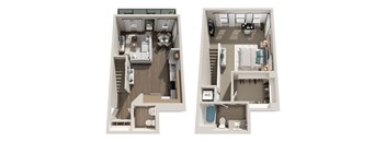 TH-A9 1 Bedroom 1_5 Bathroom Townhome Floor Plan 1062 Square Feet