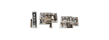 TH-B9 2 Bedroom 2_5 Bathroom Townhome Floor Plan with Tandem Garage 1508-1511 Square Feet
