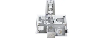 a 3D floor plan of an apartment home