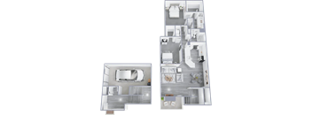 Tuscany Flat B 2 Bedroom 2 Bathroom floor plan with 1202 square feet.