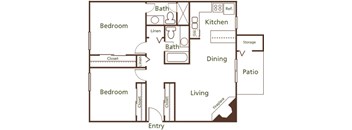 a floor plan of a two bedroom apartment