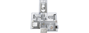 Venetian Flat A 1 bedroom 1 bathroom floor plan with 788 square feet.