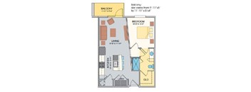 1 Bedroom 1 Bathroom Wispy floor plan with 665 square feet