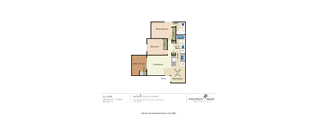 A floor plan for a property with two bedrooms and two bathrooms.