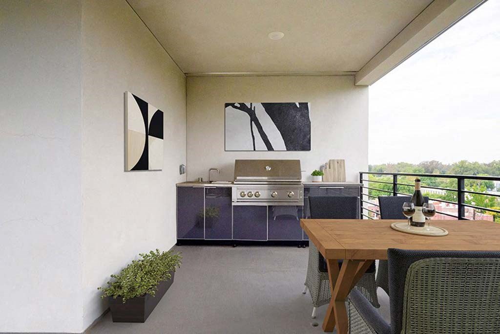 a kitchen and dining area with a table and chairs