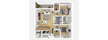 a floor plan of a home with a kitchen and a living room