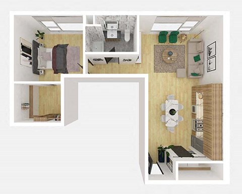 a floor plan of a home with a bedroom and a living room