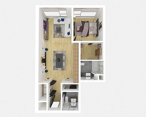 a floor plan of a home with a bedroom and a living room
