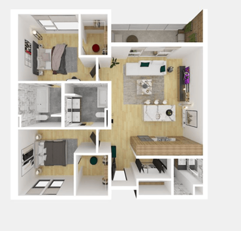 a bedroom with a bed and a chair in a room