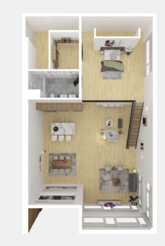 a room with a sink and a mirror