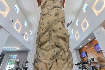 The rock climbing wall at The Harbor's Activity Center.