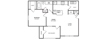 A black and white image of a floor plan for a home.