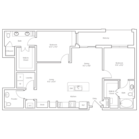 the floor plan of the apartment