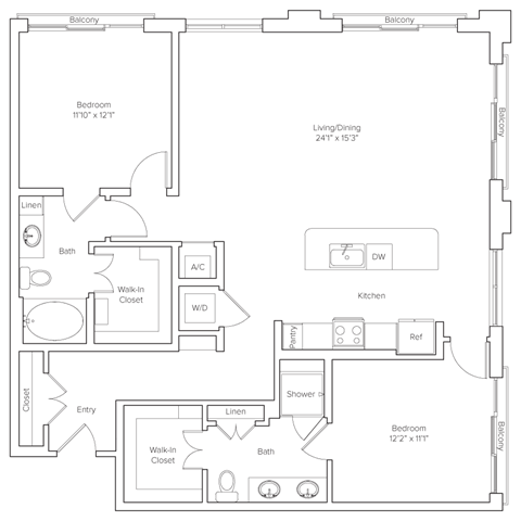 the floor plan of the apartment