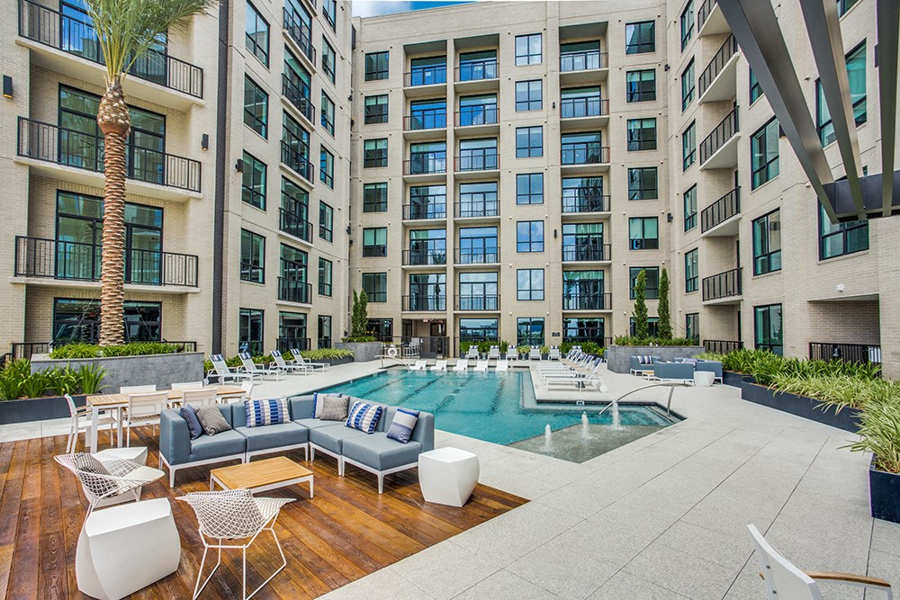 take a dip in the resort style pool at the central apartments near uptown and downtown min