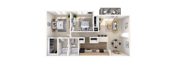 2 Bedroom 2 Bath Floor Plan at Peachtree Place, Columbia South Carolina