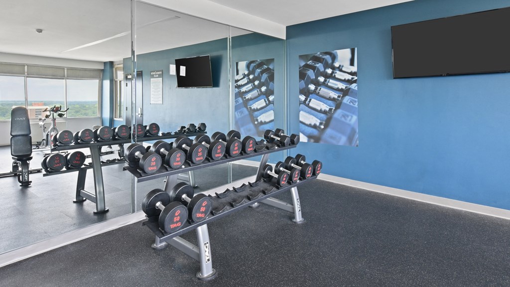 Weight set in the gym at CityView on Meridian, Indianapolis, IN,46208