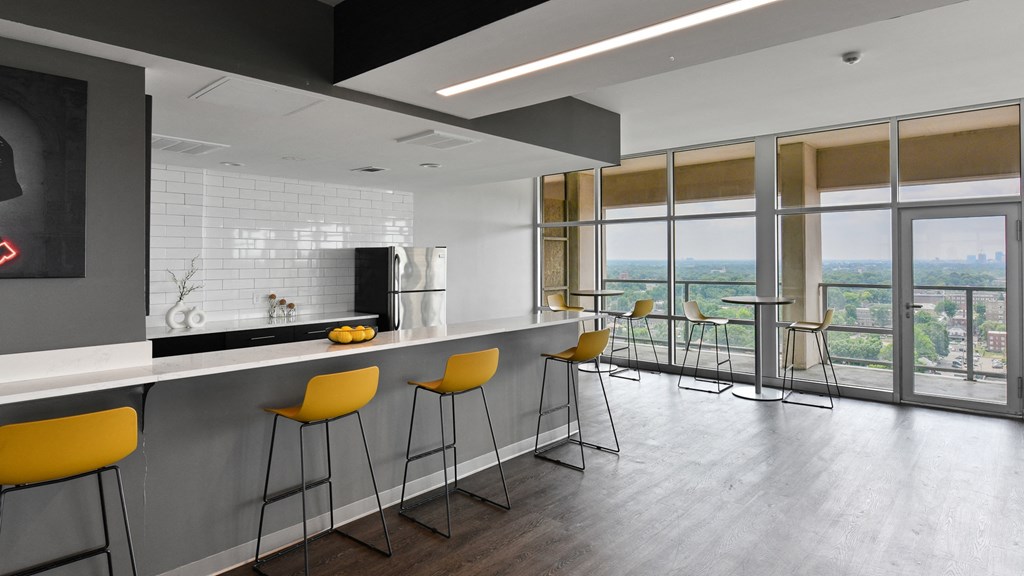 Common area kitchen in the lounge at CityView on Meridian, Indiana, 46208