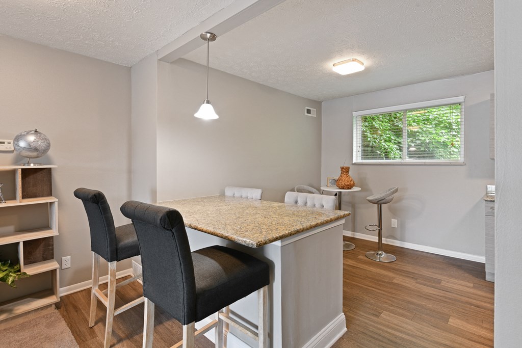 Spacious kitchen with bright lights at Heritage Hill Estates Apartments, Cincinnati, Ohio 45227