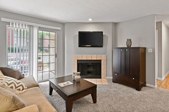 Woodburning Fireplace in the living room at Patchen Oaks Apartments, Lexington, Kentucky 40517