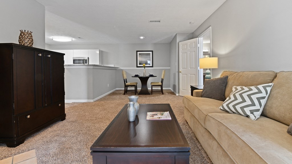 Open Concept Living and Dining Room at Patchen Oaks Apartments, Lexington, Kentucky 40517