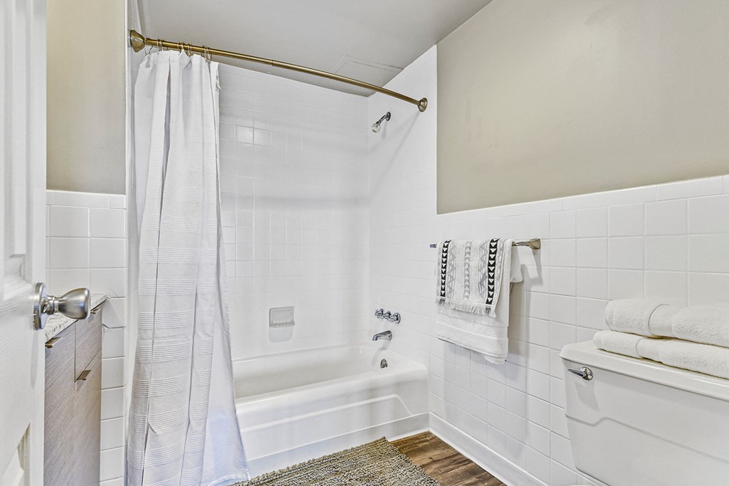 Large Soaking Tub In Master Bathroom with A Tile Surround at CityView on Meridian, Indiana