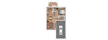1 Bed 1 Bath Floor Plan at King West One, Montana