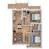 2 Bed 1 Bath Floor Plan 2 Bed 1 Bath Floor Plan at King West One, Montana