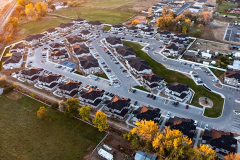 Aerial Top view at Southside Townhomes, Nampa, ID