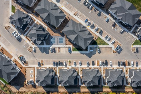 Aerial view of road at Southside Townhomes, Nampa