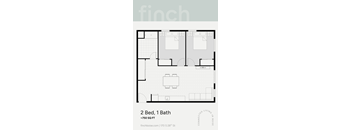 A floor plan for a 2 bedroom, 1 bathroom apartment at finchboise.com.