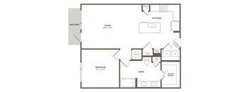 a floor plan of a house with a bedroom and a living room