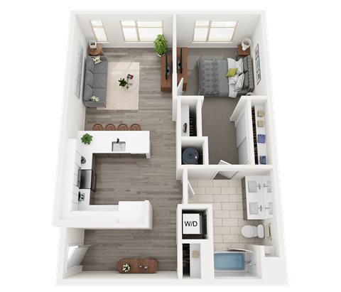 a1 floor plan  1 bedroom with 2 baths  1192 square feet