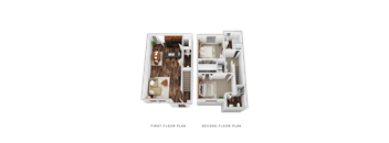 A floor plan of a two-story home with labeled first and second floor plans.
