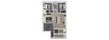 B3 Three Bed Two Bathroom Floor Plan at The Clara, Idaho