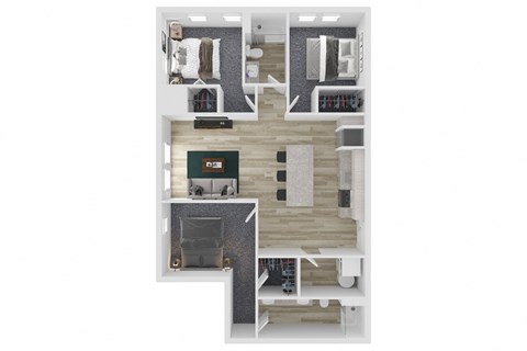 B3 Three Bed Two Bathroom Floor Plan at The Clara, Idaho