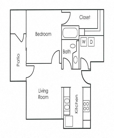 1BD x 1BA Floor Plan at Village at Westmeadow Apartments, Colorado, 80906