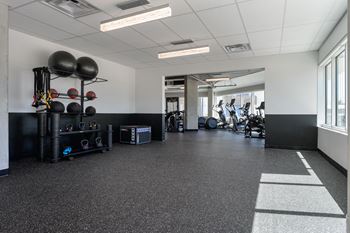 the fitness room at the flats at big tex apartments